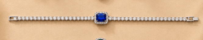 Emerald Cut Royal Blue Sapphire Tennis Bracelet