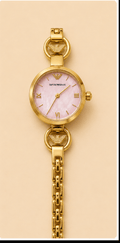 Emporio Armani Pink Mother Of Pearl Gold Watch