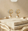 Golden Pearl Drop Earrings