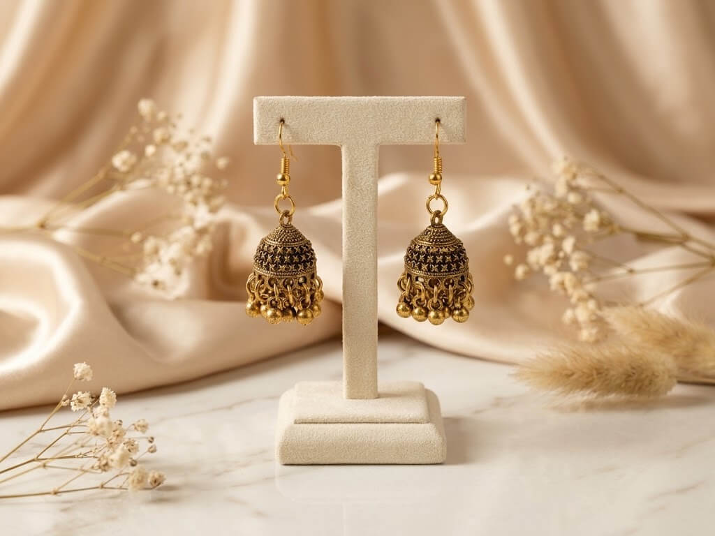 Golden Oxidized Jhumkas