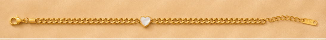 Mother Of Pearl Heart Gold Bracelet