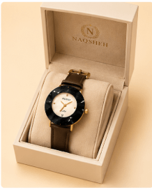 Naqsheh Classic Gold & Brown Leather Watch