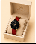 Naqsheh Mehroon Leather Faceted Watch