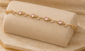 Pink Crystal Leaf Vine Gold Bracelet