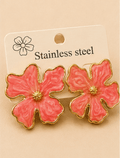 Pink Floral Stud Earrings
