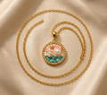 Pink & Teal Coastal Shell Pendant Necklace
