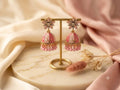 Pink And Gold Enamel Jhumkas