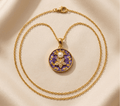 Purple Floral & Pearl Medallion Necklace