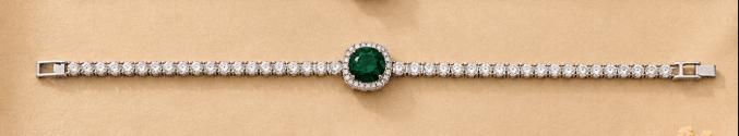 Round Emerald Halo Diamond Tennis Bracelet