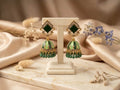 Square Top Green Jhumkas