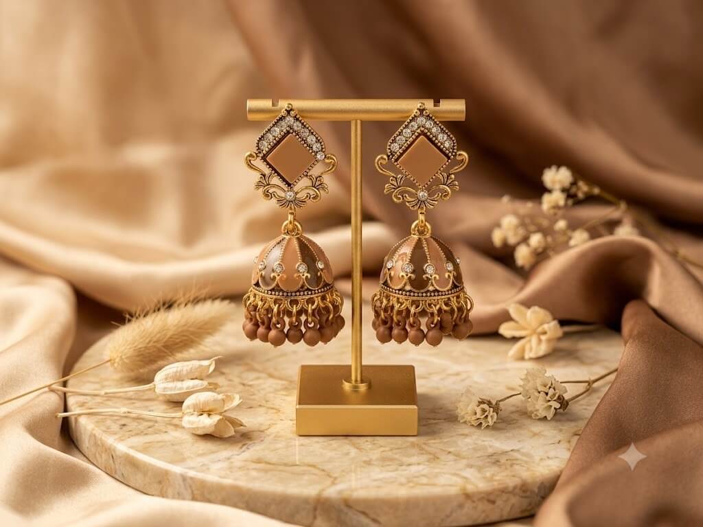 Square Top And Brown Shaded Jhumka