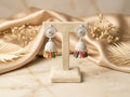 White Jhumkas With Multi-Color