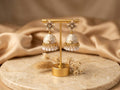 White And Gold Ename Jhumkas