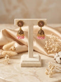 Zaywar Light Pink Stone Gold-Plated Jhumka