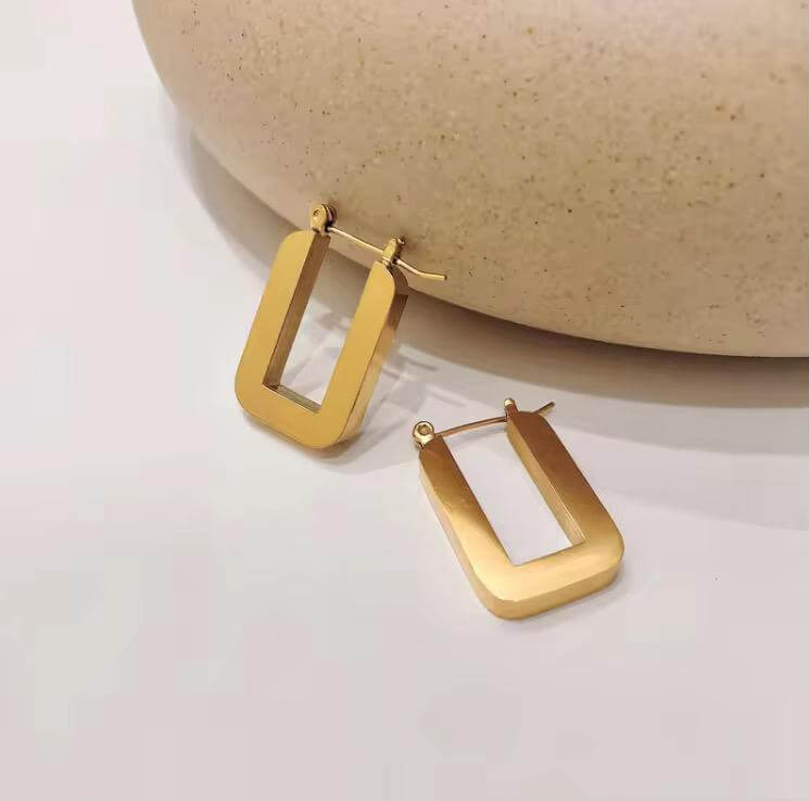 Golden Rectangular Earrings