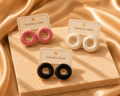 Black, White and Pink Rounded Earrings