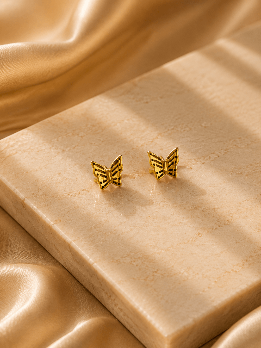 Golden and Black Butterfly Earrings